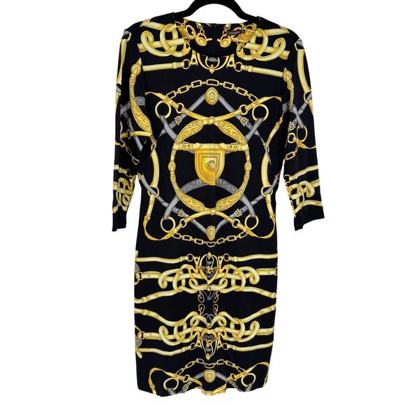 J. McLaughlin Sophia Dress Knee Length Gold Chesire Pattern size Medium‎ - Picture 3 of 9